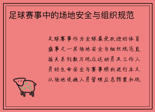 足球赛事中的场地安全与组织规范